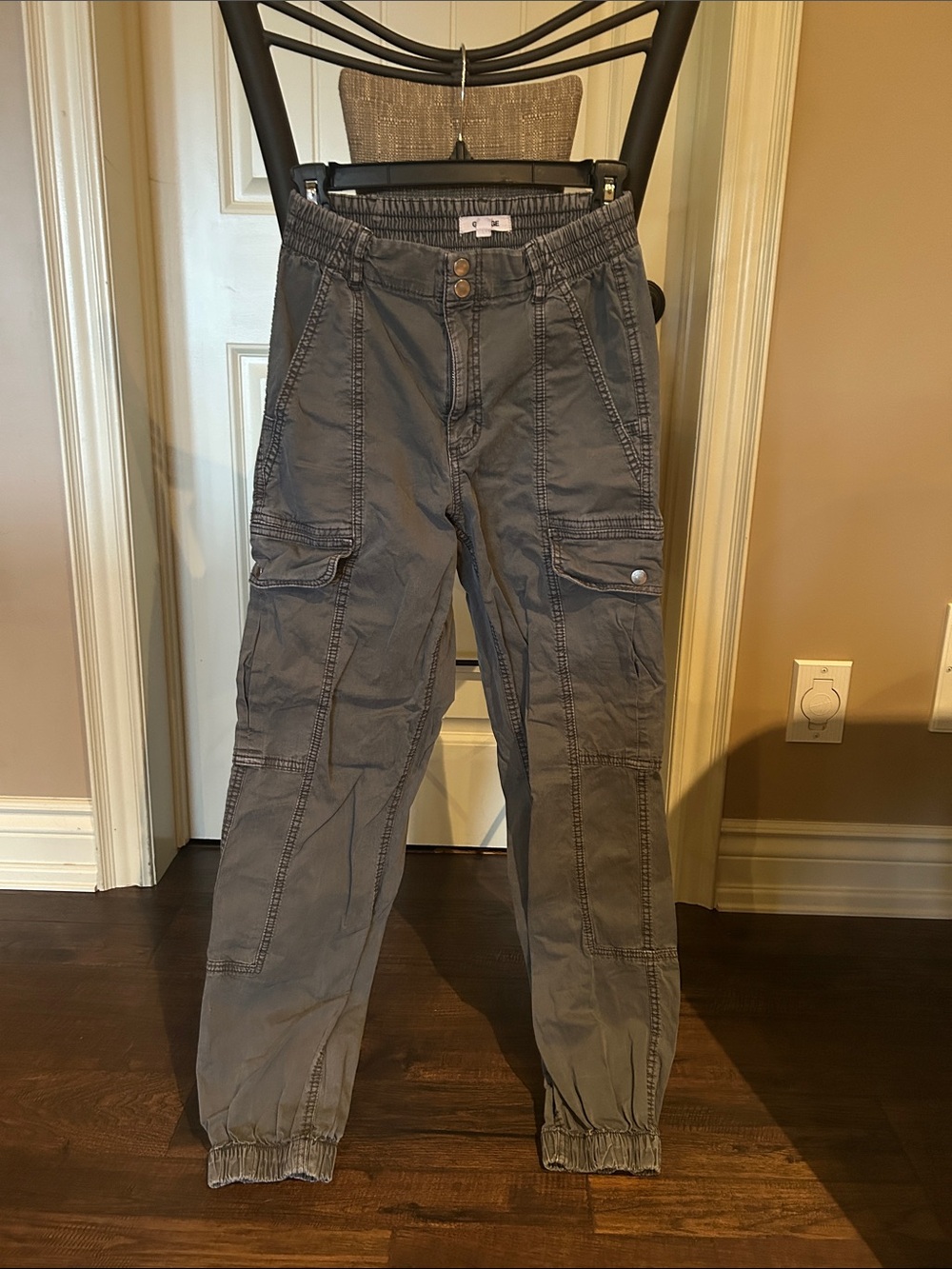 Garage Men's Gray Cargo Pants with Elastic Cuffs